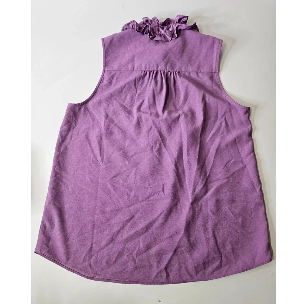 J. Crew Lavender Sleeveless Top Blouse with Ruffle Collar Women's Small